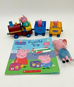 LOT of Peppa Pig On Grandpa Train Set Sound Talking 3 Figures + Book + Plush ty - Picture 1 of 10