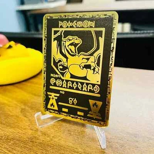 Ancient Charizard Pokemon Gold Metal Card Collectible Gift Display - Picture 1 of 1