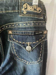 Miss Me Jeans 31 Boot JP4896KNB Dark Wash Blue Denim Bootcut~ - Picture 1 of 11