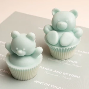 Cute Teddy Bear Cupcake Candle Wax Aroma Concrete Cement Silicone Mould DIY - Bild 1 von 8