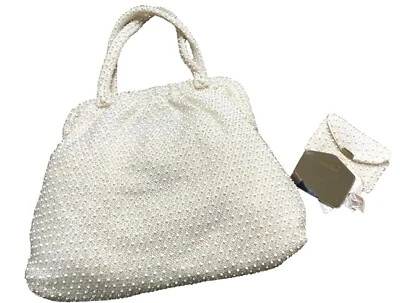 Bolso de Noche y Espejo y Monedero Crema Boda Colección Años 50 Corde Bead Lumured Foto 1 de 4