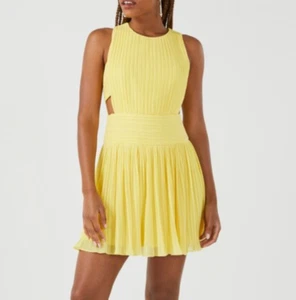 BCBGMAXAZRIA L41130 unregelmäßiges plissiertes Chiffonkleid gelb Damengröße 6 - Bild 1 von 3