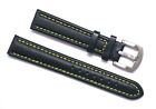 18mm Black/White Black/Yellow Stitching Leather Replacement Watch Band Strap