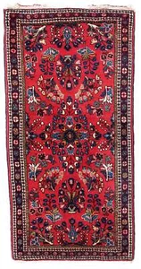 Handmade vintage Persian Sarouk rug 2.1' x 4.2' (66cm x 130cm) 1970s - 1C998 - Picture 1 of 10