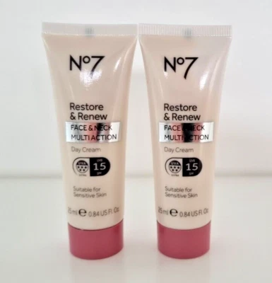 No7 Restore & Renew Multi Action Day Cream - 2X25ml(50ml) Brand New - RRP £32.95