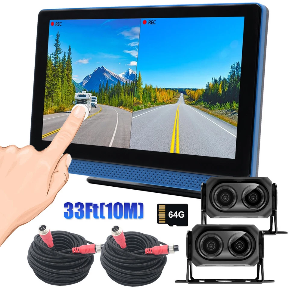RV Backup Camera System 7" 2K DVR Monitor Video Recorder 64G For Truck Trailer - Image 1 of 4