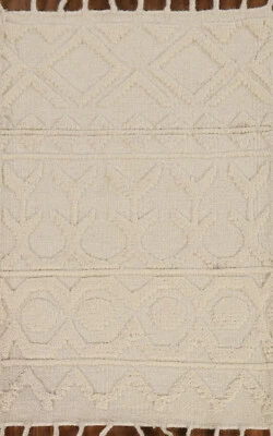 Statement Luxury Hand-Knotted Moroccan Indian Accent Rug Modern Decor 2x3 ft - Image 1 of 4