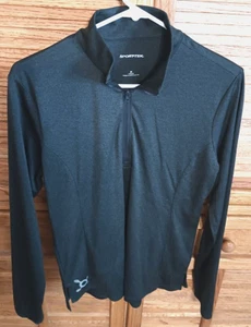 Camisa pulóver deportiva Sport Tek para mujer manga larga media 1/4 cremallera negra - Imagen 1 de 5