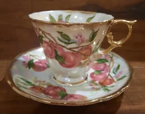 Tazza da tè e piattino vintage luglio nettarina UCAGCO Giappone decorativo bordato oro - Foto 1 di 14