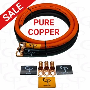 GP Car Audio Big 3 ACTUALIZACIÓN Kit de cableado OFC COBRE VERDADERO 1/0 AWG CALIBRE NaranjaNegro - Imagen 1 de 5