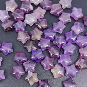 Natural 10mm Purple Amethyst Star Gemstone Loose Beads 21pcs for Jewelry Making
