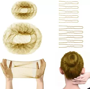 Blonde Hair Nets for Ballet Buns40Pcs Invisible Hair Nets with 100Pcs U Shape... - Picture 1 of 7