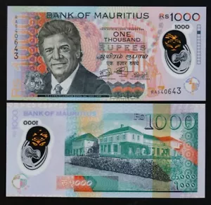 MAURITIUS: B435a P#W66a banconota 1000 rupie 2024 polimero non circolata. - Foto 1 di 1