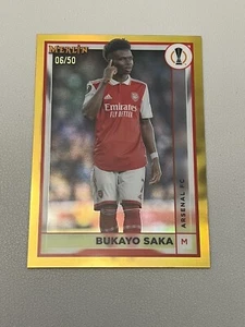 2022-23 Topps Merlin UEFA Chrome Bukayo Saka Gold Refractor /50 - Picture 1 of 2