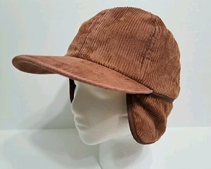 Cord Youngan Thinsulate Ohrenklappe Mütze Kappe Trapper Vintage braun isoliert - Bild 1 von 9