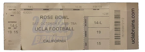 2005 Rose Bowl Ticket Stuff UCLA Bruins Football vs California Golden Bears Cover