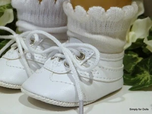 WHITE Vinyl Tennis Shoes / Sneakers fits 18" American Girl DOLL SHOES - Picture 1 of 2