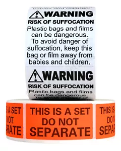 4x FBA Combo Pack (4x etichette di avvertimento soffocamento e 4x etichette non separare) - Foto 1 di 4