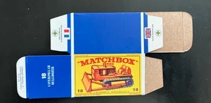 Matchbox #18 Caterpillar Bulldozer ‘64-‘69 Type E Repro Box - Picture 1 of 2