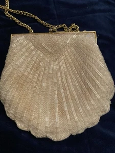 vintage Carla Marchi beaded Evening purse brass chain, closure, and edging - Picture 1 of 7