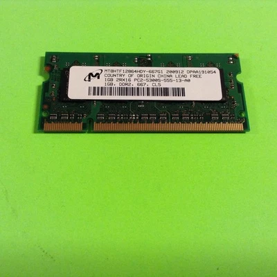 Micron MT8HTF12864HDY-667G1 1GB DDR2-667 (PC2-5300) PC2-5300S Random Access Mem - Image 1 of 2