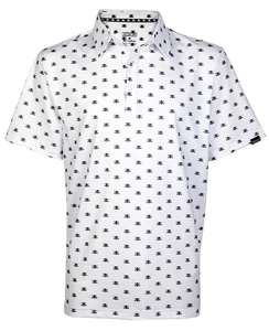Tattoo Golf Uomo Bianco Micro Teschio Cool-Stretch Golf Camicia da Golf - Foto 1 di 2