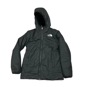 The North Face Reversible Jacket Teen Girl Size Small 7/8 Black Puffer Sherpa - Picture 1 of 14