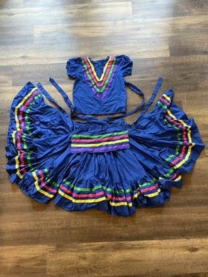 ✨VESTIDO FOLCLÓRICO MEXICANO 3 PIEZAS AZUL DANZA JALISCO✨ Foto 1 de 4