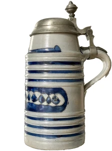 deutscher Steingut Bierkrug Krug Masskrug Steinzeug Antique Stoneware Jug - Picture 1 of 11