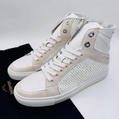 Zapatillas altas ZADIG & VOLTAIRE Flash para mujer talla 7 38 bolsa para el polvo cuero blanco Foto 1 de 4