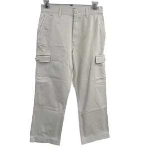 Madhappy Pantalone Cargo Denim Unisex S Bianco Cotone Utility Tasche Gamba Larga Baggy - Foto 1 di 8