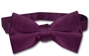 Vesuvio Napoli Boys BOWTIE Solid EGGPLANT PURPLE Color Youth Bow Tie - Picture 1 of 1