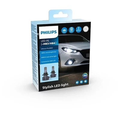 Philips HB3/HB4 Ultinon Pro 3022 LED 6000K Car Headlight Bulbs NEW 11005U3022X2 - Image 1 of 3