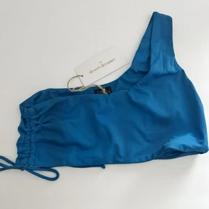 NWT Urban Outfitters Blue Asymmetric Cinch Bikini Top Women's Size Large (L) - Picture 1 of 7
