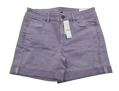 NWT Women's - White House Black Market Purple Mid Rise Denim Shorts, Size 4 - Image 1 of 4