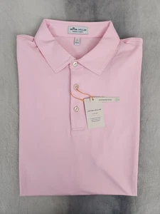 Peter Millar Palmer Pink Solid Performance Polo Self Collar ME0EK01S Men's Large - Picture 1 of 11