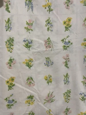 vintage utica flat sheet double blue green flowers blend no iron percale - Image 1 of 4