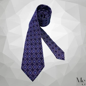 ERMENEGILDO ZEGNA Purple Medallion Print Silk Tie Made In Italy 60”-3.4’’ NWOT - Picture 1 of 6