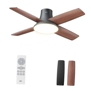  Ceiling Fans with Lights, 44'' Low Profile Ceiling Fan with Remote 44" Black - Picture 1 of 7