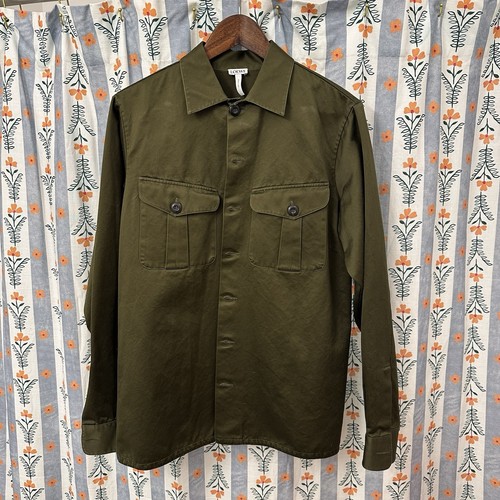 Camicia uomo con bottoni Loewe taglia 41 cotone verde stile militare