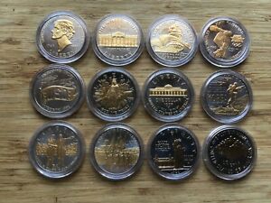 US Silver $1 Commemorative Coins in Capsules Lot of 12 Mixed dates .7734 oz