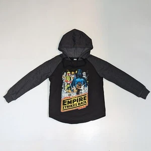 Star Wars Empire Strikes Back Hoodie Size Small Gray Sweatshirt Drawstring Kids - Picture 1 of 6