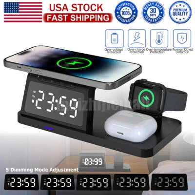 Fast 4in1 Wireless Charger Station Dock For Apple Watch iPhone 12-16 13 Pro Max - Image 1 of 4