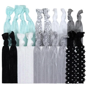 20 Elastic Hair Ties No Crease Ponytail Holder emi tie jay bulk Ribbon Band Lot - Picture 1 of 10