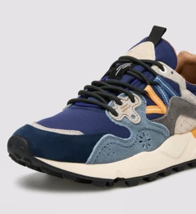 FLOWER MOUNTAIN YAMANO BLU GREY Sneakers uomo in pelle e tessuto - Foto 1 di 4