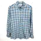 Southern Tide Classic Fit Cotton Button Down Shirt Plaid Flannel Blue Size Small