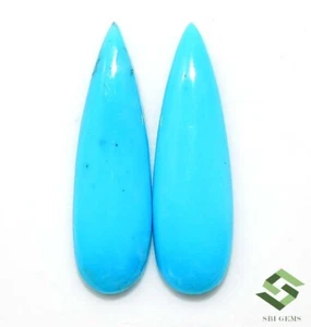 15x5 mm Certified Natural Turquoise Pear Cabochon Pair 2.28 CTS Loose Gemstones - Picture 1 of 6