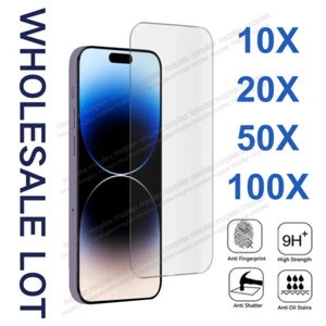 Lot Bulk Tempered Glass Screen Protector For iPhone 15 14 13 12 11 Pro Max XR 8 - Picture 1 of 17