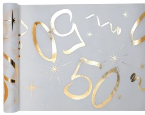 50. Geburtstag Party Tischband gold weiß Tisch Deko passende Servietten im Shop - Bild 1 von 1