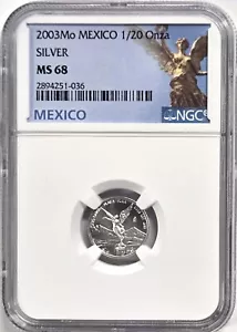 2003 Mexico Libertad 1/20 oz. Silver Coin - NGC MS68 - Picture 1 of 2